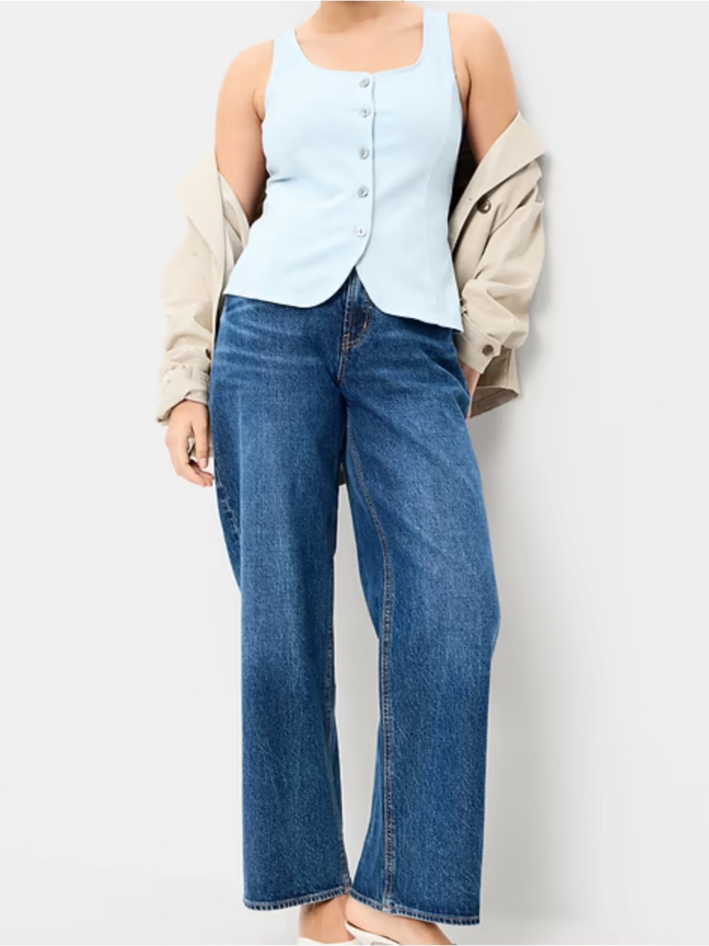 Old Navy Light Blue Button-Front Tank Top